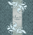 vintage blue damask invitation with floral element vector image vector image