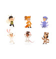 children in costumes different animals set vector image vector image
