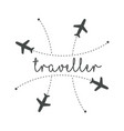 traveller logo concept lettering traveler vector image vector image