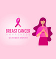 breast cancer awareness symbol with young woman vector image