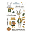 collection autumn animals friends vector image