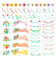 floral element set decorative flower and leaf vector image