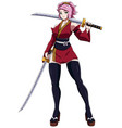 manga samurai female on white vector image