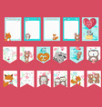 set of love cards with cute animals vector image vector image