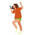 woman with cell phone listening to music vector image