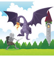 knight fighting dragon vector image vector image