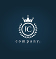 letter jc j c luxury royal monogram logo design vector image