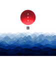 abstract background with blue waves and big red vector image vector image