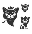 cat head icon with crown isolated on white vector image