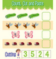 count cut and paste maths worksheet for children vector image vector image