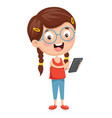 kid using mobile device vector image