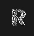 letter r with swirls and floral vector image vector image