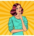 pop art young beautiful woman thinking vector image