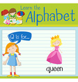 flashcard letter q is for queen vector image