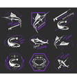 big set of logos badges and icons spearfishing vector image