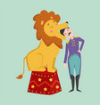 cartoon tamer animal train lion opened mouth vector image