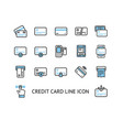 credit debit card sign color thin line icon set vector image