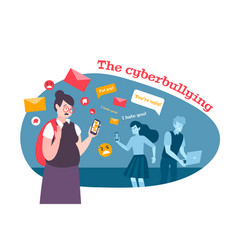 Cyber bullying flat composition Royalty Free Vector Image