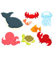 marine animals cartoon vector image