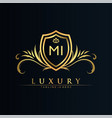 mi letter initial with royal templateelegant vector image