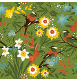 vintage seamless floral pattern with birds vector image vector image