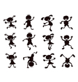 black cartoon kids silhouette vector image