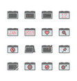 calendar related in colorline icon set vector image
