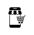 mobile shopping black icon on white background vector image