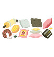 pillows and colorful cushions set comfy interior vector image vector image