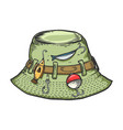 fisherman hat sketch engraving vector image