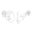 hand drawn linear art woman faces vector image vector image