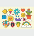 set multicolored pop art contoured graphic vector image