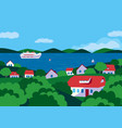 summer village river landscape flat color vector image vector image