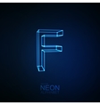 neon 3d letter f vector image vector image