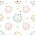 seamless childish pattern with cute dreaming lynx vector image vector image