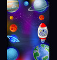 solar system view with rocket cartoon vector image
