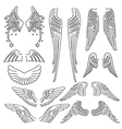 wings set linear silhouette vector image