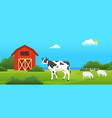 farmyard ecological farm with animals cow vector image