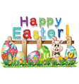 happy easter with bunny and eggs vector image vector image