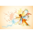 horizontal background with orange dragonfly vector image vector image