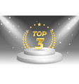 top 3 award cup golden award trophy with laurel vector image