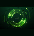 abstract green circle spin effect with leafs vector image