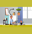busy father freelancer working at home using vector image vector image