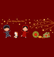 2023 lunar new year tet cute kids in ao dai cat vector image vector image
