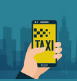 taxi ordering in handphone banner car sharing vector image vector image