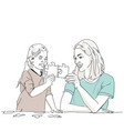 mom and daughter playing puzzle vector image