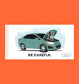 car accident on road landing page template broken vector image vector image