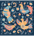 ethno bird decorative folk ornament print vector image