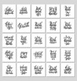 set of 25 black and white square diwali vector image vector image