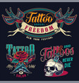 vintage tattoo salon colorful prints vector image